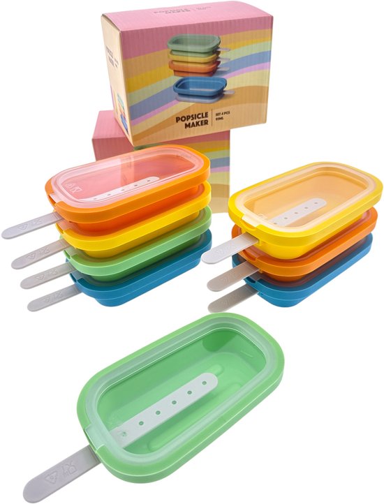 Foto: Ijslolly ijsvormen siliconen 95ml set van 8 stuks