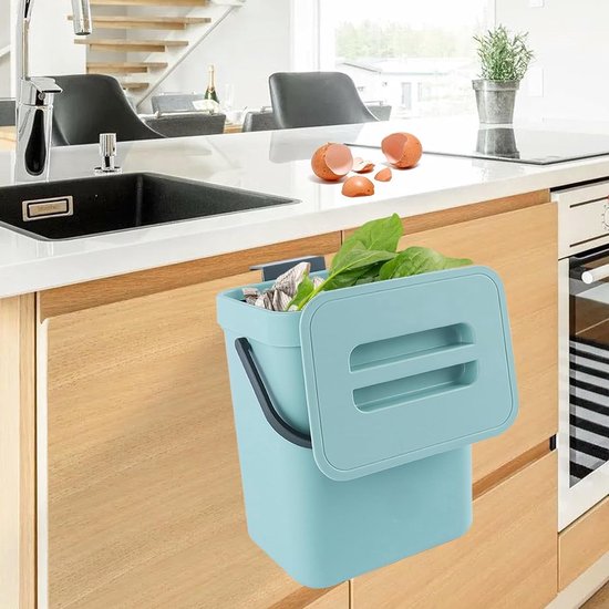 Yourcasa Afvalbak voor in de keuken, 7 liter, hangende compostbak voor dagelijks biologisch afval, geurbestendig, vaatwasmachinebestendig, kunststof, wit