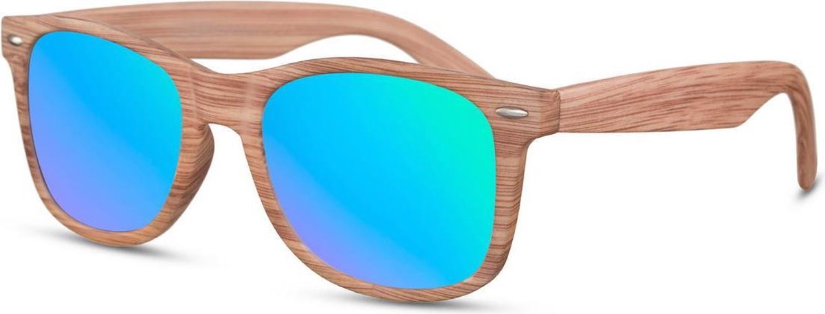 Cheapass zonnebrillen - Wayfarer zonnebril - Houten zonnebril -  Spiegelglazen | bol.com