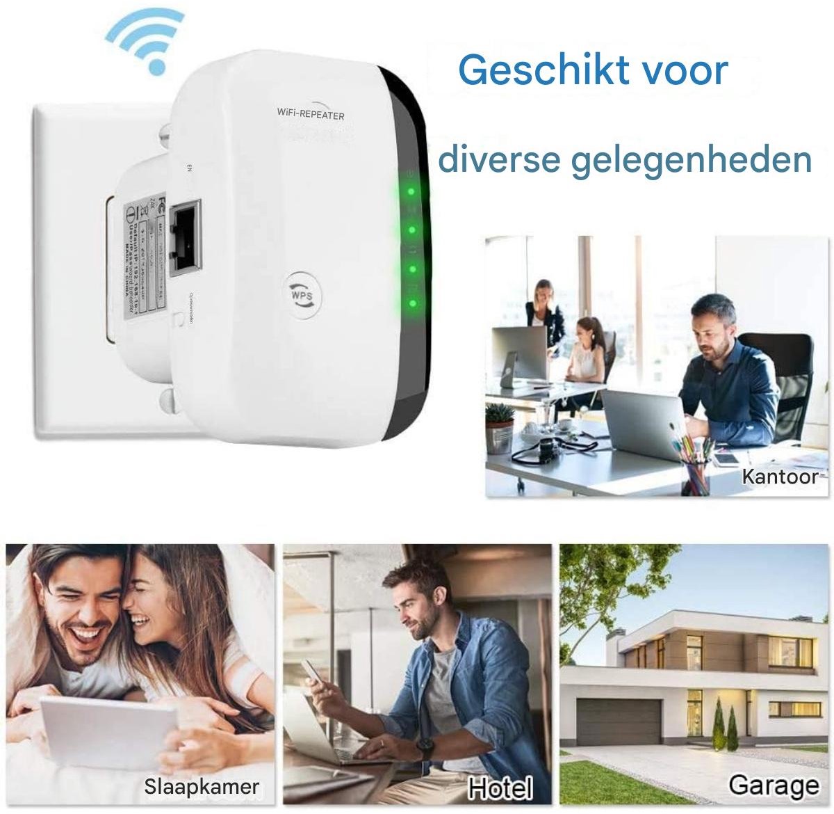 Krachtige WiFi-repeater - 300 Mbps WiFi-versterker - 2,4 GHz - afbeelding 3