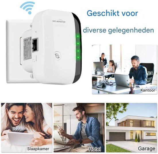 Krachtige WiFi-repeater - 300 Mbps WiFi-versterker - 2,4 GHz WiFi-bereikversterker - WiFi draadloze repeater - WiFi-extender - met Ethernet-poort, WiFi-booster, WPS-bescherming
