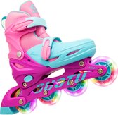 Suotu Skeelers - Inlineskates Verstelbaar - Skeelers meisjes en jongens - Maat: EUR 32-36 - lichtgevende wielen - Roze - M