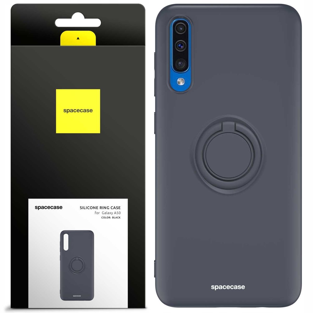 Spacecase Siliconen Case Ring Voor Samsung Galaxy A50 Zwart