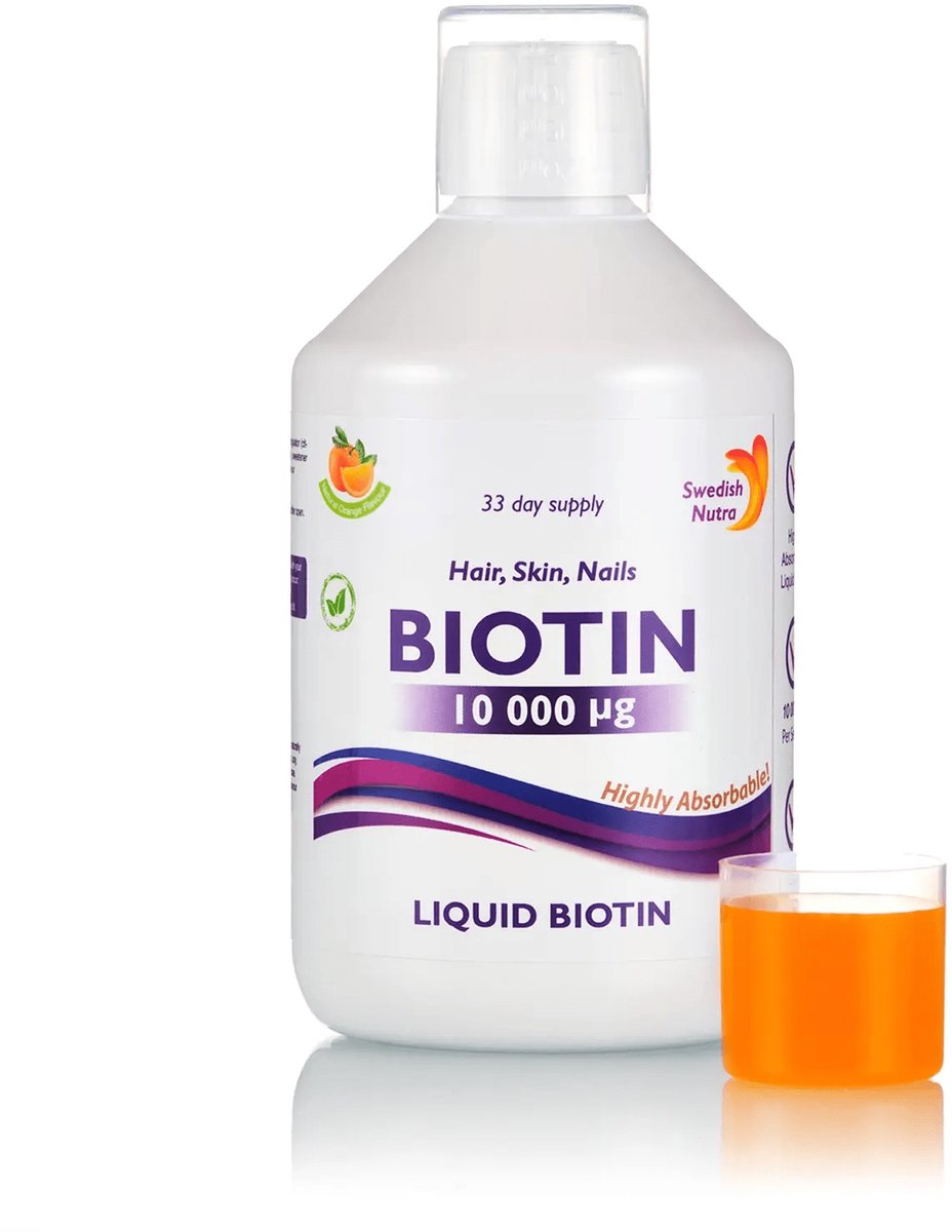 Premium Vloeibare Biotine Supplement-10.000 mcg-Haargroei supplement-Glanzend haar en gezonde huid-Collageen en biotine-Hyaluronzuur voor de huid-MSM voor haar en nagels-Snelle nagelgroei-Anti-aging vitamines-500 ml