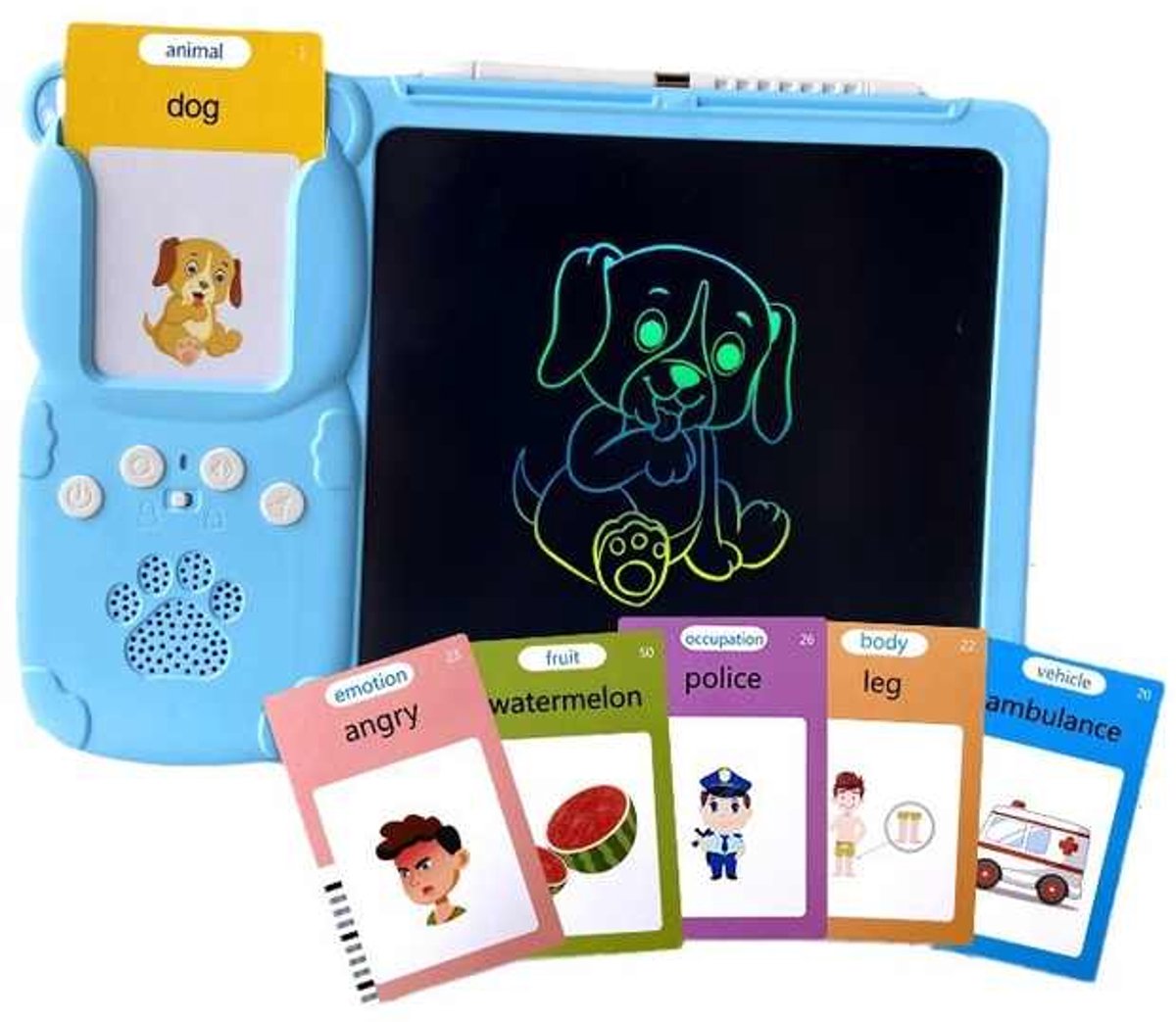 Flash Cards - Educatief Speelgoed - Flash Cards - Praat Kaarten - Montessori Speelgoed - Speelgoed - Teken Tablet - Engels Versie - Speelgoed jongen 3 Jaar - Cadeau Jongen 3 Jaar - Cadeau Jongen 4 Jaar - Blauw - Kerstmis - Kerst Cadeautjes