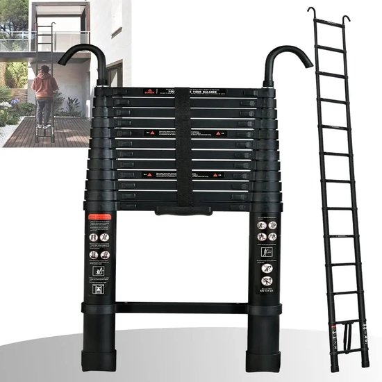 Telesc.SS ladder 3 st.foldaway - Artnr: 49.543.33 | De Twee Kapiteins