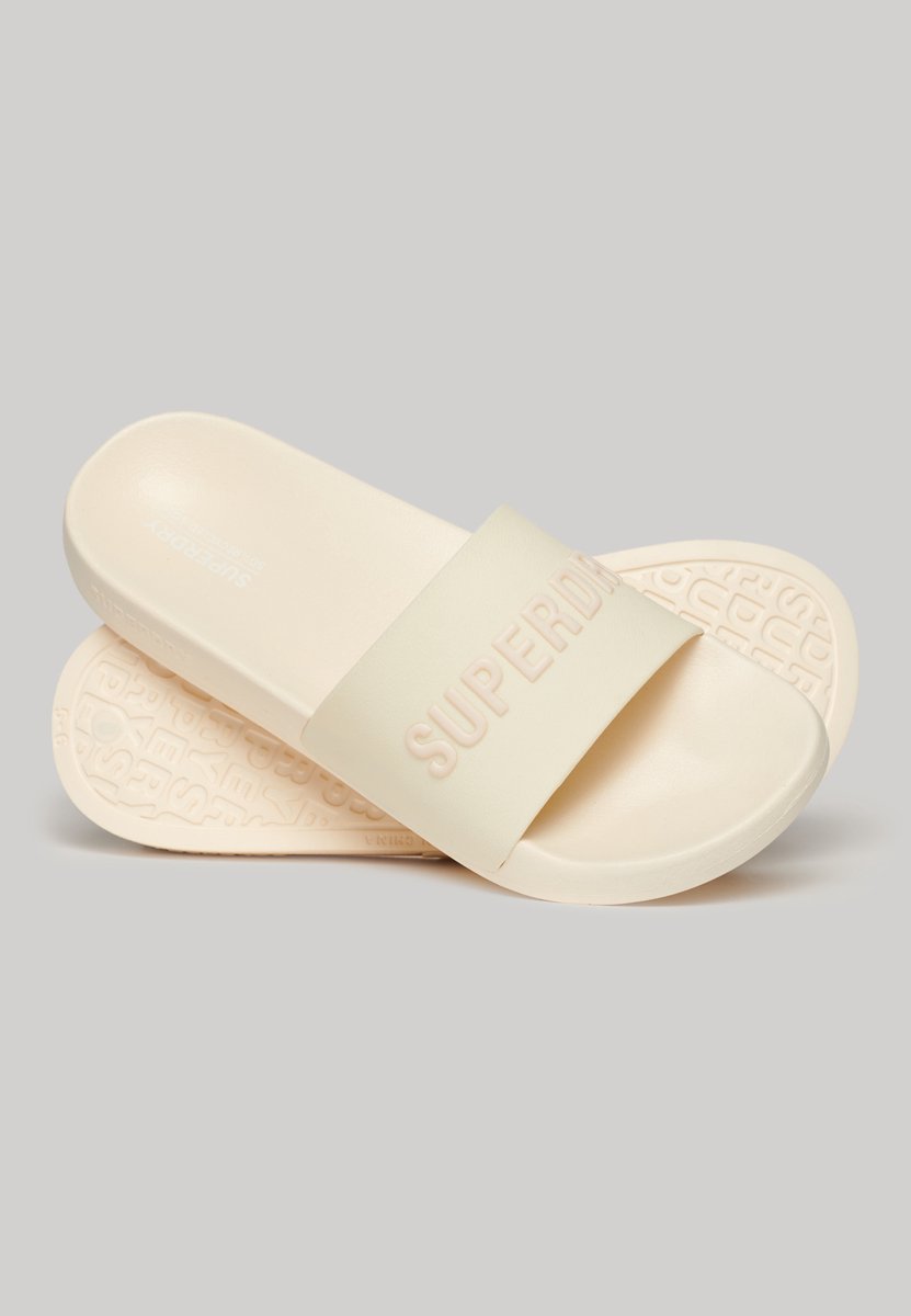 Superdry Vegan badslippers met logo Dames Slippers Wit
