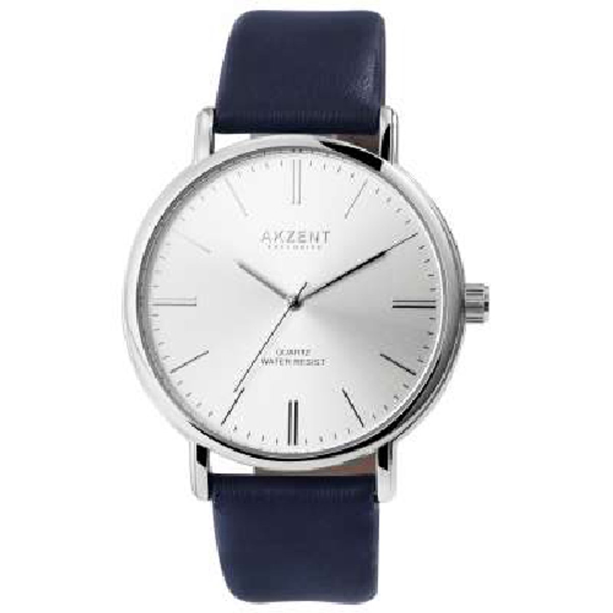 Akzent-2900202-003-Herenhorloge-donkerblauw-zilverkleurig-3 atm waterdicht-diameter 40 mm