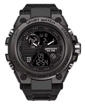 Bol.com Horloge - Stoer - Mannen - Waterdicht - Sportief - Rubberen band - Mat Zwart - Trendy - Military watch - Cadeau Tip aanbieding
