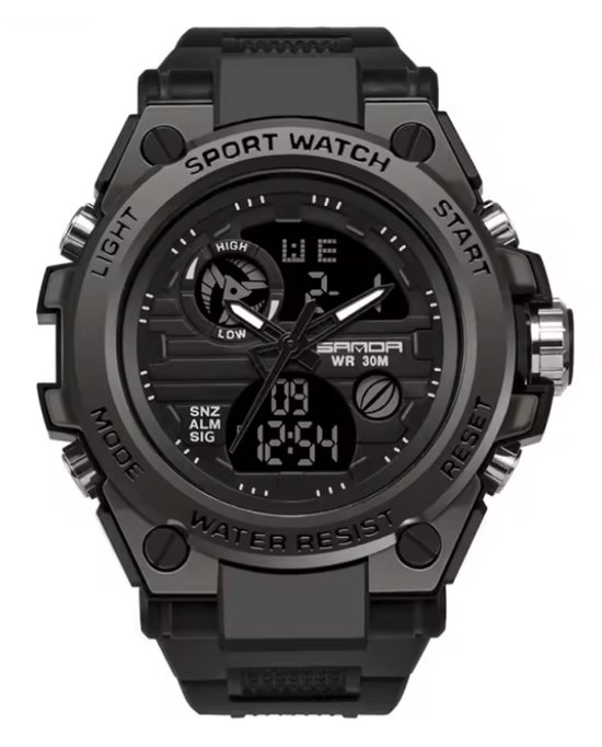Trendy Stoere Herenhorloge Mat Zwart