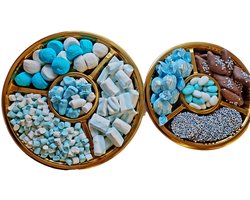 geboorte - snoepmix - schalen - blauw - assortiment - candy - spekken - marhmallow - chocolade - geboorte - babyshower - doop - doopsuikers - 1100-gram