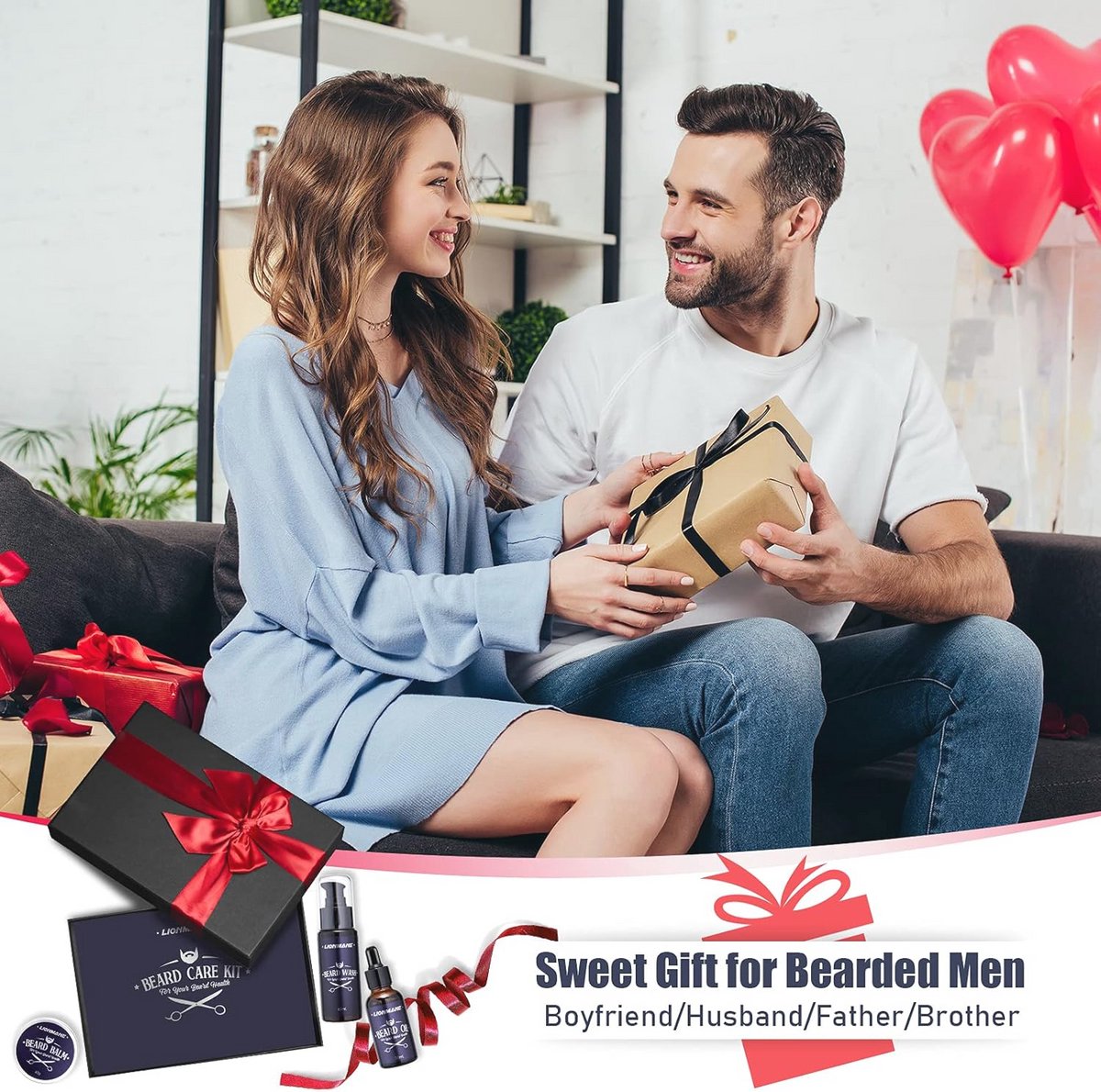 Compleet Baardverzorgingsset voor Mannen - 60ML Baardshampoo, 30ML Baardolie, Balsem, Kam en Scharen