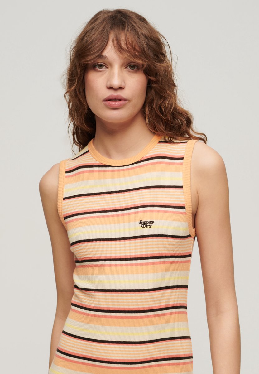 Superdry Geribde aansluitende midi-jurk Dames Jurken Oranje