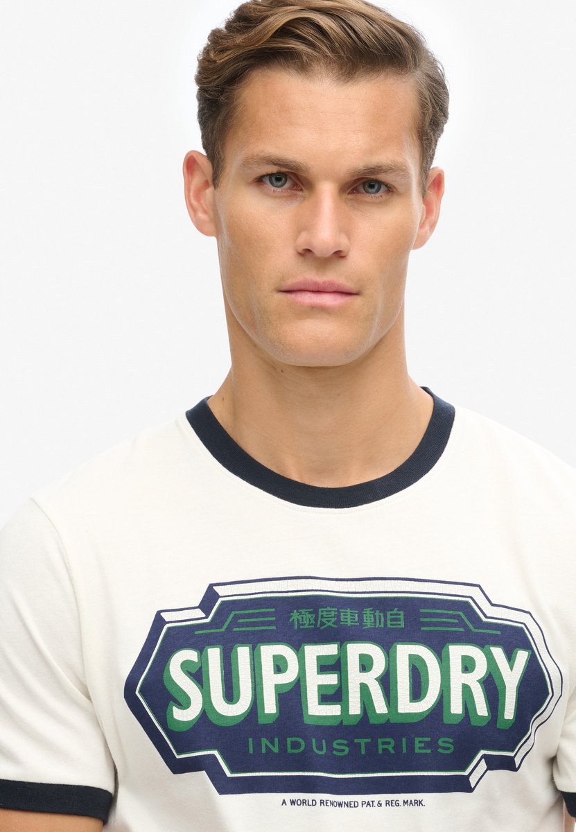 Superdry Workwear T-shirt met print en contrasterende bies Heren T-shirts Marineblauw
