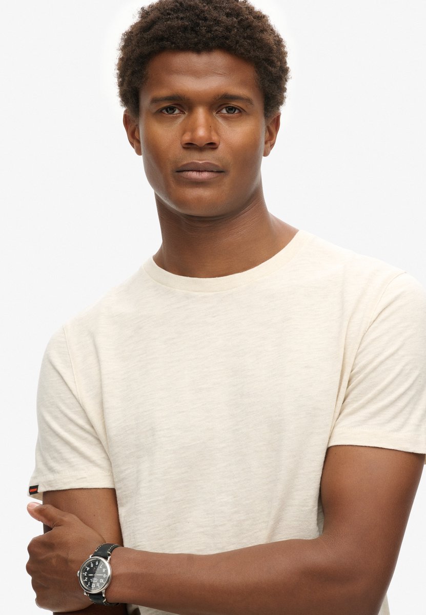 Superdry Slub T-shirt met ronde hals en korte mouwen Heren T-shirts Creme