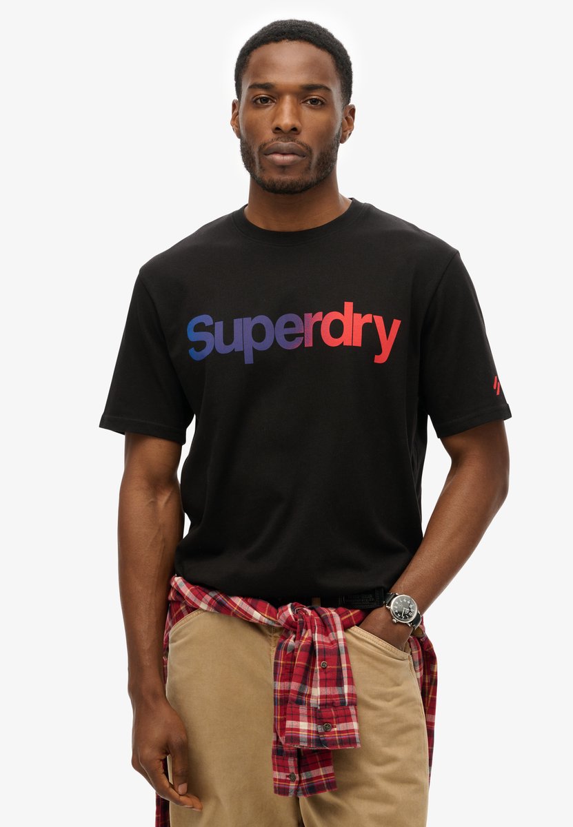 Superdry Core Logo Loose T-shirt Heren Tops Zwart
