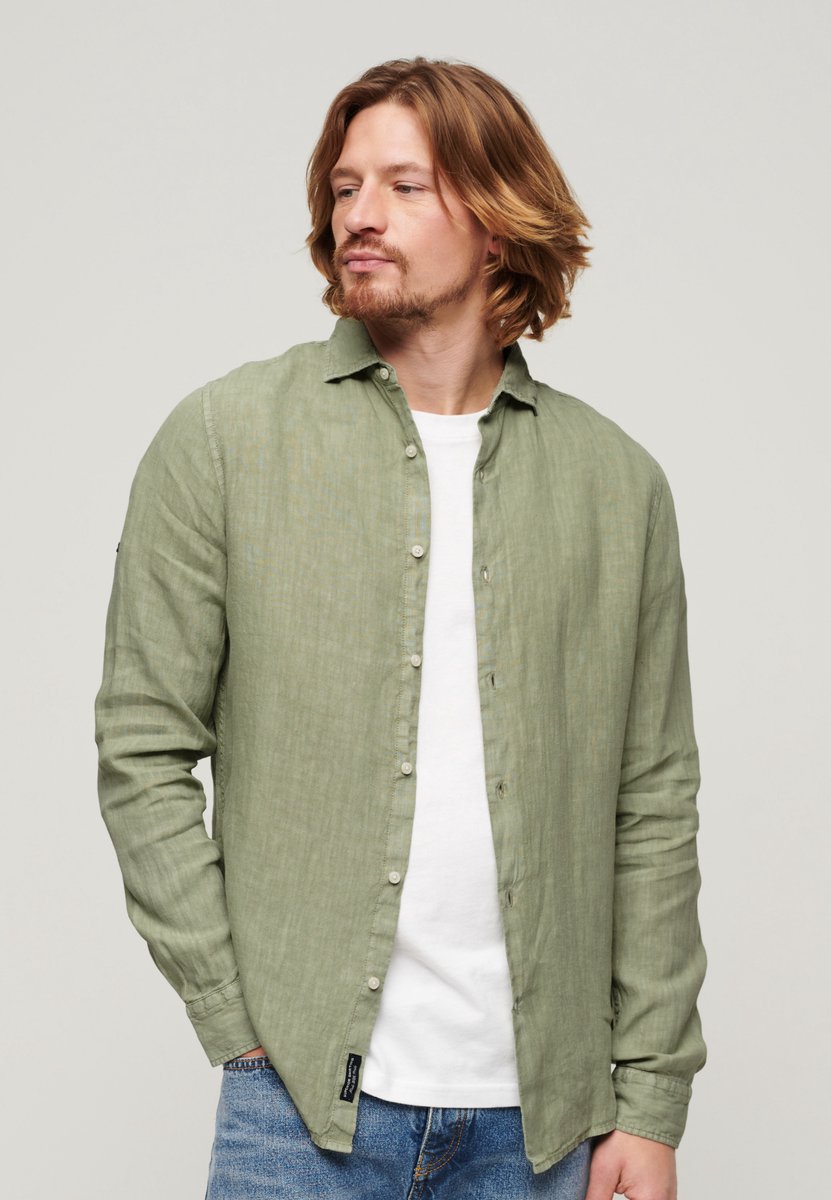Superdry Casual linnen overhemd met lange mouwen Heren Lange mouwen shirts Greenstone