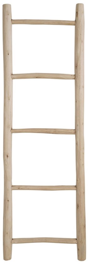 Marrakesh Decoratieve ladder van hout, 150 cm, handdoekladder Manon, naturel, als handdoekenrek, vrijstaand in de badkamer