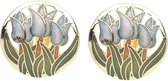 Behave Clip oorbellen oorclips tulpen goud kleur blauw emaille 2,5 cm