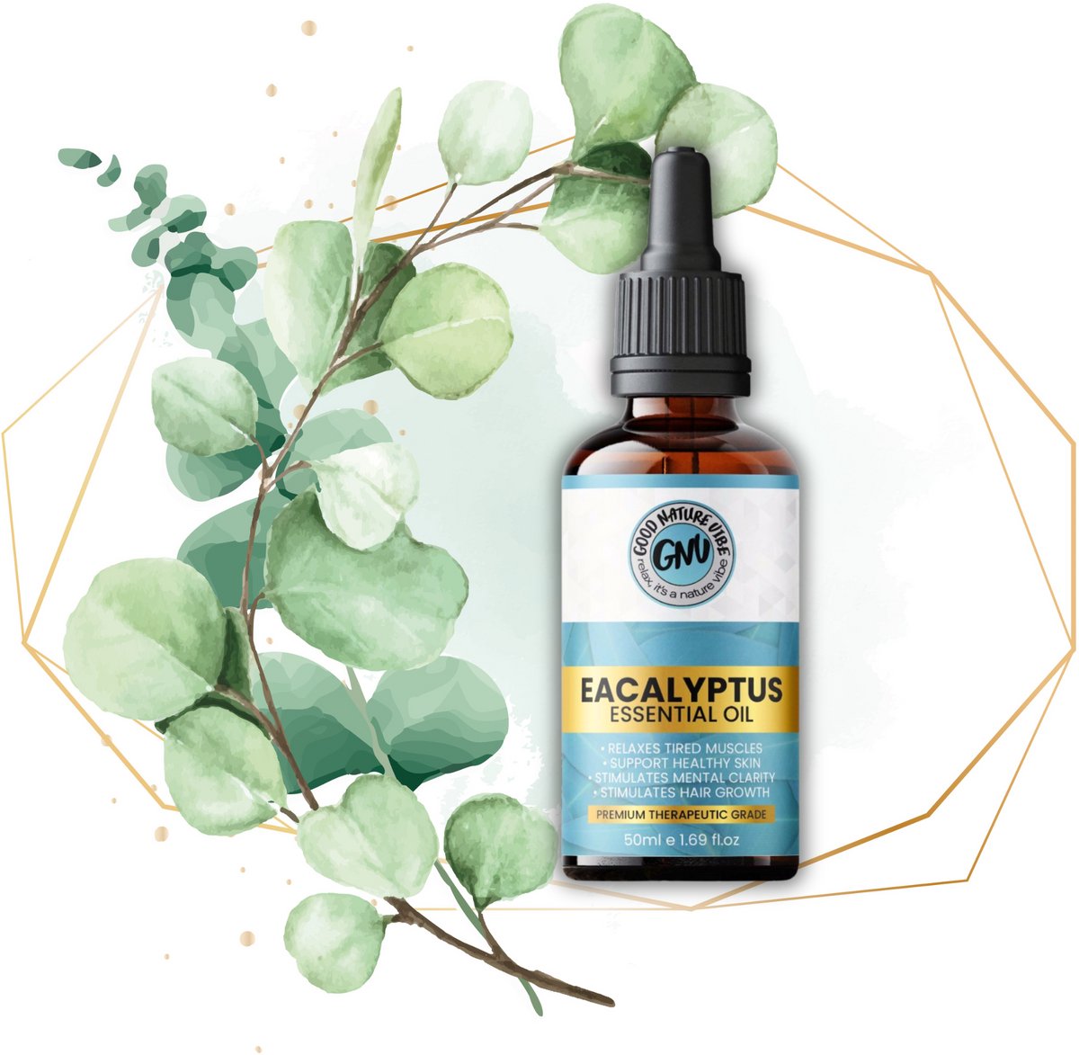 Goedkoopste Good Nature Vibe Eucalyptus Olie 50ML - 100 Puur / Onbewerkt / Vrij van schadelijke stoffen - Geschikt voor Huid, Haar en Voor Aromatherapie - Tegen Acne en Roos - Eucalyptus Oil voor Diffuser, Eucalyptus Bad of Sauna voor een Verfrissende Geur