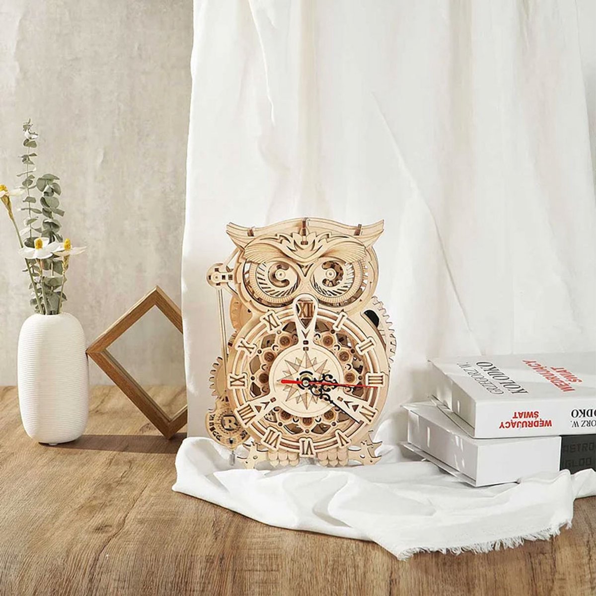 Robotime Mechanische Uilklok - 3d Houten Puzzel – 12.8 x 20.6 x 26.5 cm - Modelbouwpakket voor Volwassenen - Creatieve Bouwset - DIY — afbeelding 5