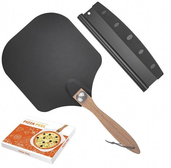 Foto: Pizzaschep rond aluminium 30 cm professioneel pizzaspatel taartschep beige zilver