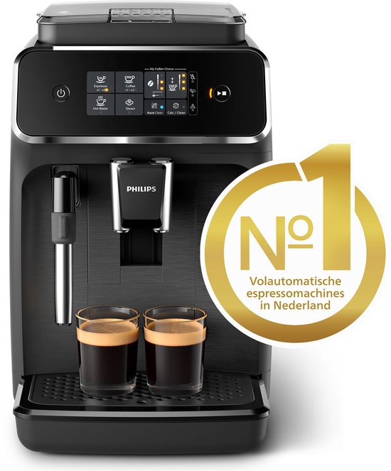Philips 2200 Series - Espressomachine - 2 Soorten Koffie & Heet water - Melkopschuimer voor Cappuccino - Keramische molen - Volautomatisch - Zwart - Koffiemachine met bonen - EP2220/10