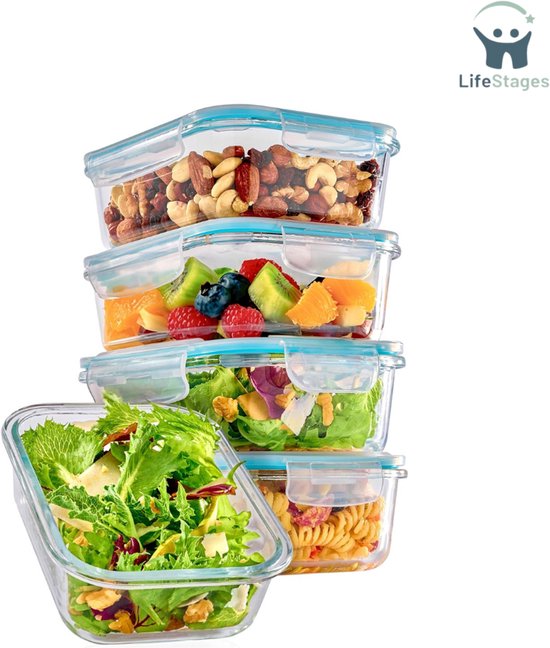 Grizzly plastic Luchtdichte Voedselopslagcontainer set, 8x meal prep Grizzly plastic Luchtdichte Voedselopslagcontainer set, 8x meal prep