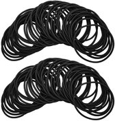 100 Zwarte Haarelastiekjes - Ø 45mm - 2mm Dik - 100 Stuks - Zwart