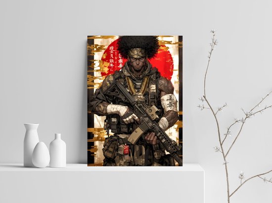 Afro-américain Poster | Soldat Poster | Affiche unique | Affiche moderne | Sciences|Affiche Fi | Affiche Action | 60x90cm | 3310MT | DIBOND 3mm | Plaque d'aluminium | Panneau mural en métal