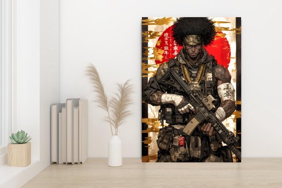Afro-américain Poster | Soldat Poster | Affiche unique | Affiche moderne | Sciences|Affiche Fi | Affiche Action | 60x90cm | 3310MT | DIBOND 3mm | Plaque d'aluminium | Panneau mural en métal