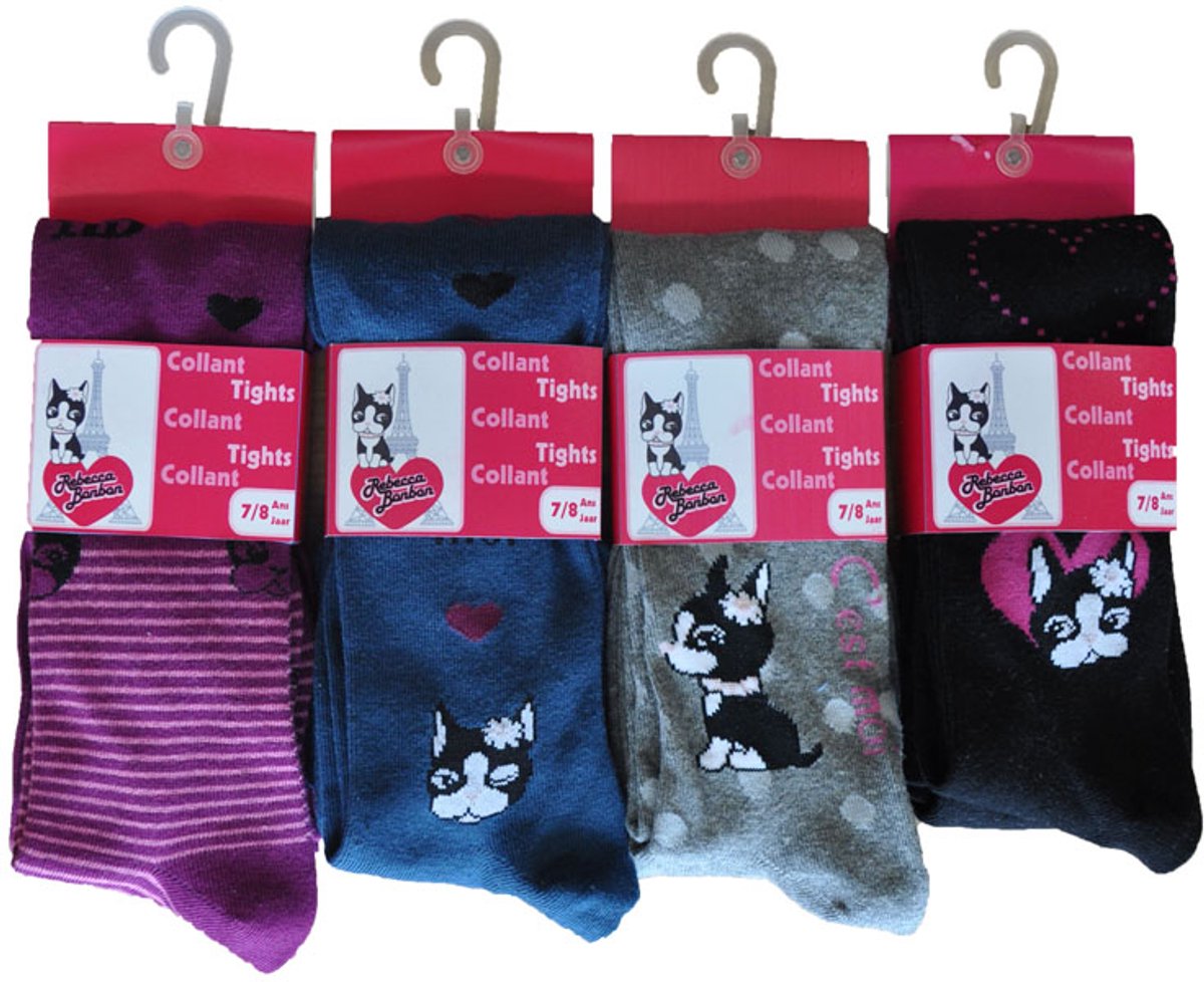 KINDERCOLLANT FANTASIE- 3 PAAR - MAAT 5-6 JAAR-VERSCHILLENDE PRINTS MET KATTEN