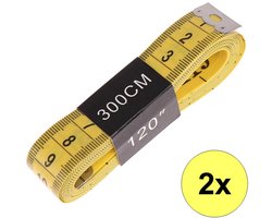 Fako Bijoux - 2x Meetlint 3 Meter - Meetlint Lichaam - Lichaam Meter - Meetband - Klussen Meetlint - Lintmeter - Hobby Meetlint - 300cm - Geel - 2 Stuks
