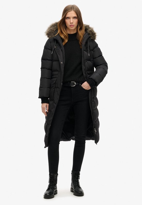 Superdry Everest Faux Fur Longline Winterjas Dames - Maat XS (34)