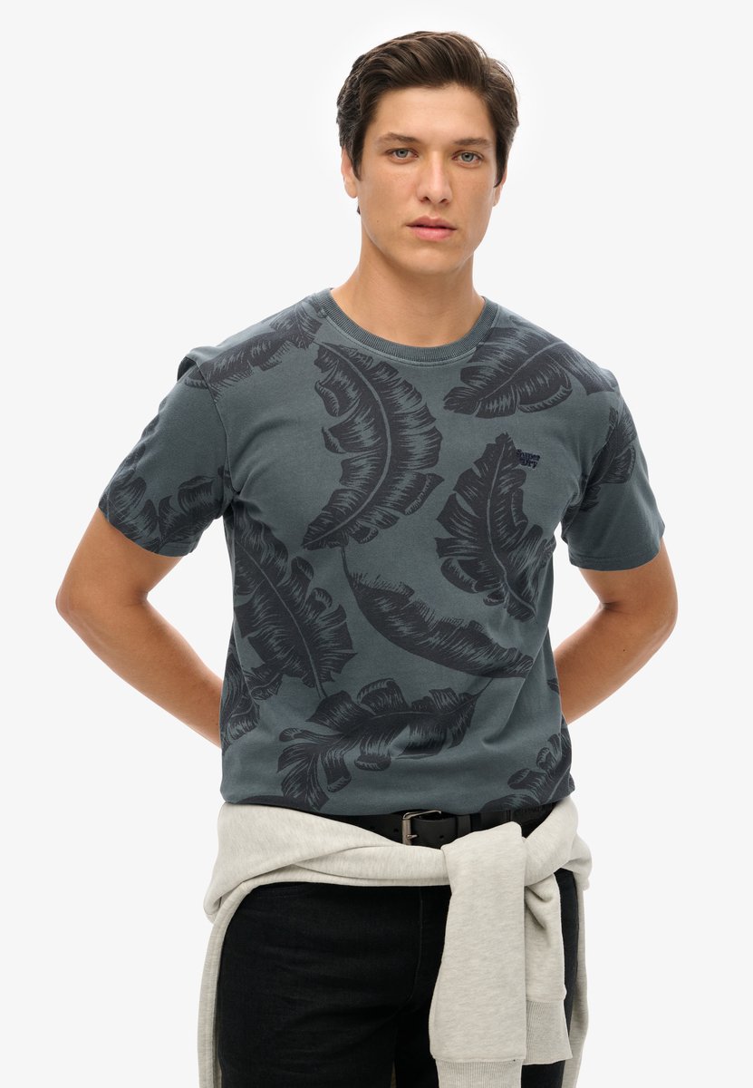 Superdry T-shirt Vintage Overdye Printed Tee M1011891a Eclipse Mannen Blauw