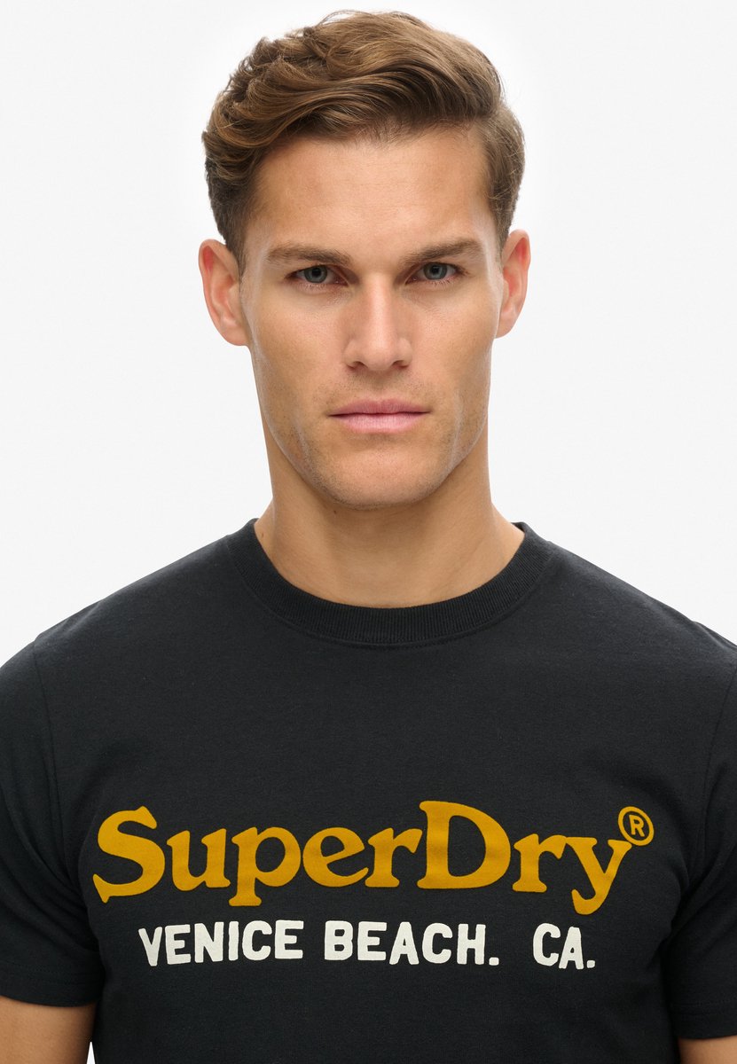 Superdry Venue Duo T-shirt met logo Heren T-shirts Zwart