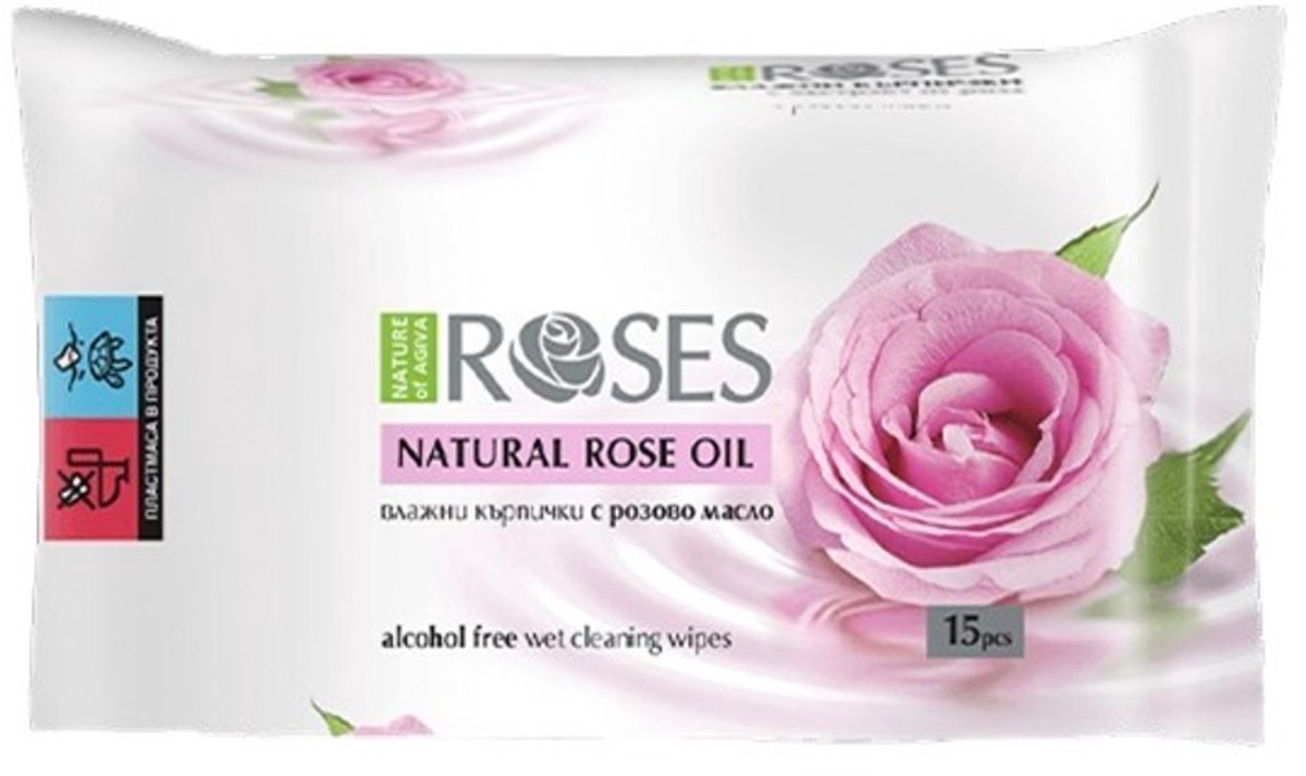 Agiva - rozen wet wipes 15 stuks (vochtigheid doekjes)