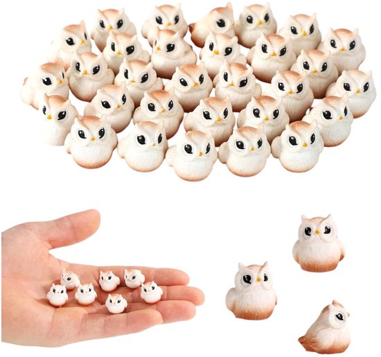 30-Pack Uil Kleine Ornamenten, Uil Sculptuur Decoraties, Geschikt voor DIY Craft Tuin Micro Landschap Bloempotten Huisdecoratie en Auto Accessoires (1.5cm)