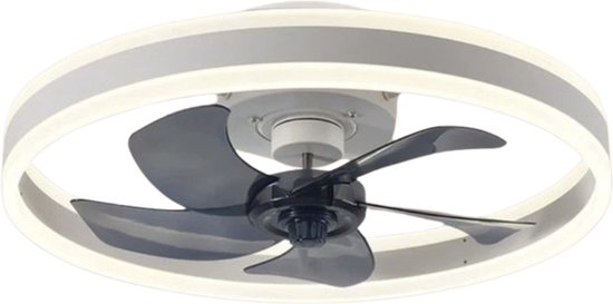 MiShar Plafond Ventilator Lamp - 51 CM - Smart Lamp - 6 Standen - 2 led strokes - Dimbaar - Wit -Grijs - Kroonluchter Ventilator - Chandelier Fan - Woonkamer Lamp - Ventilator Lampen - Eetkamer lamp - Slaapkamer lamp