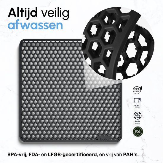 Bodo® – Tapis d'évier en Siliconen Zwart – 34,5 x 34,5 cm - Accessoires de vêtements pour bébé de Cuisine - Protecteur d'évier - Sous-verres en Siliconen - Anti rayures - Accessoires de vêtements pour bébé d'évier