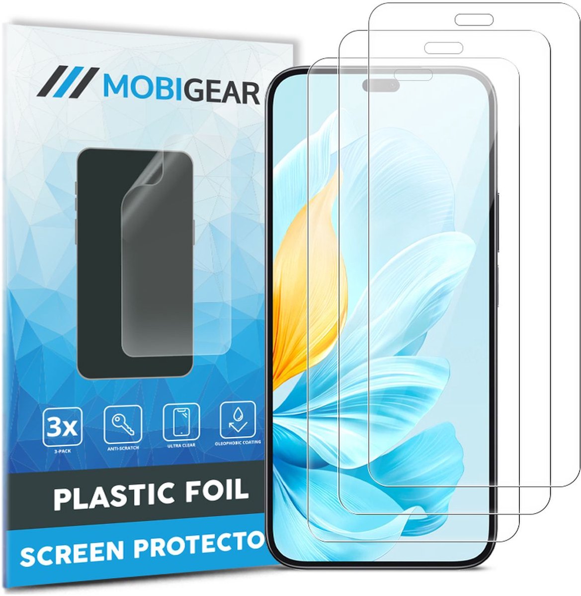Mobigear Screenprotector geschikt voor HONOR 200 Lite | Mobigear Screenprotector Folie - Case Friendly (3-Pack)