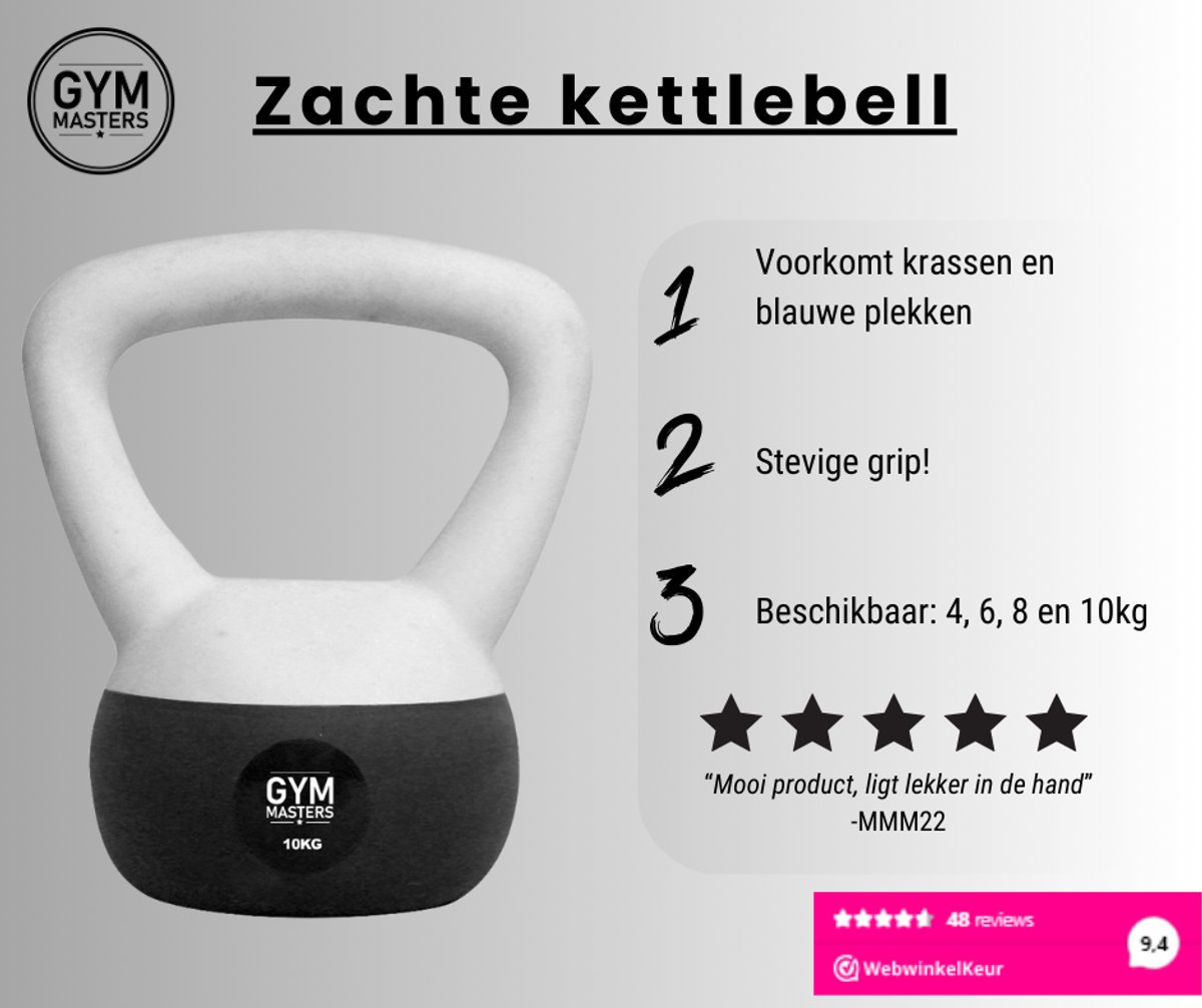 Gym Masters Zachte Kettlebell Set – 2, 4, 6, 8 & 10 kg – Fitness Gewicht voor Thuis & Sportschool – Krachttraining & Cardio – Anti-Beschadiging – foto 6