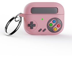 Retro Controller Siliconen Hoesje voor Apple AirPods Pro en Pro 2 – Schokabsorberende Beschermhoes met Clip – Val- en Krasbestendig – Draadloos Opladen – Perfecte Silicone Pasvorm – Retro Gaming Design – Roze