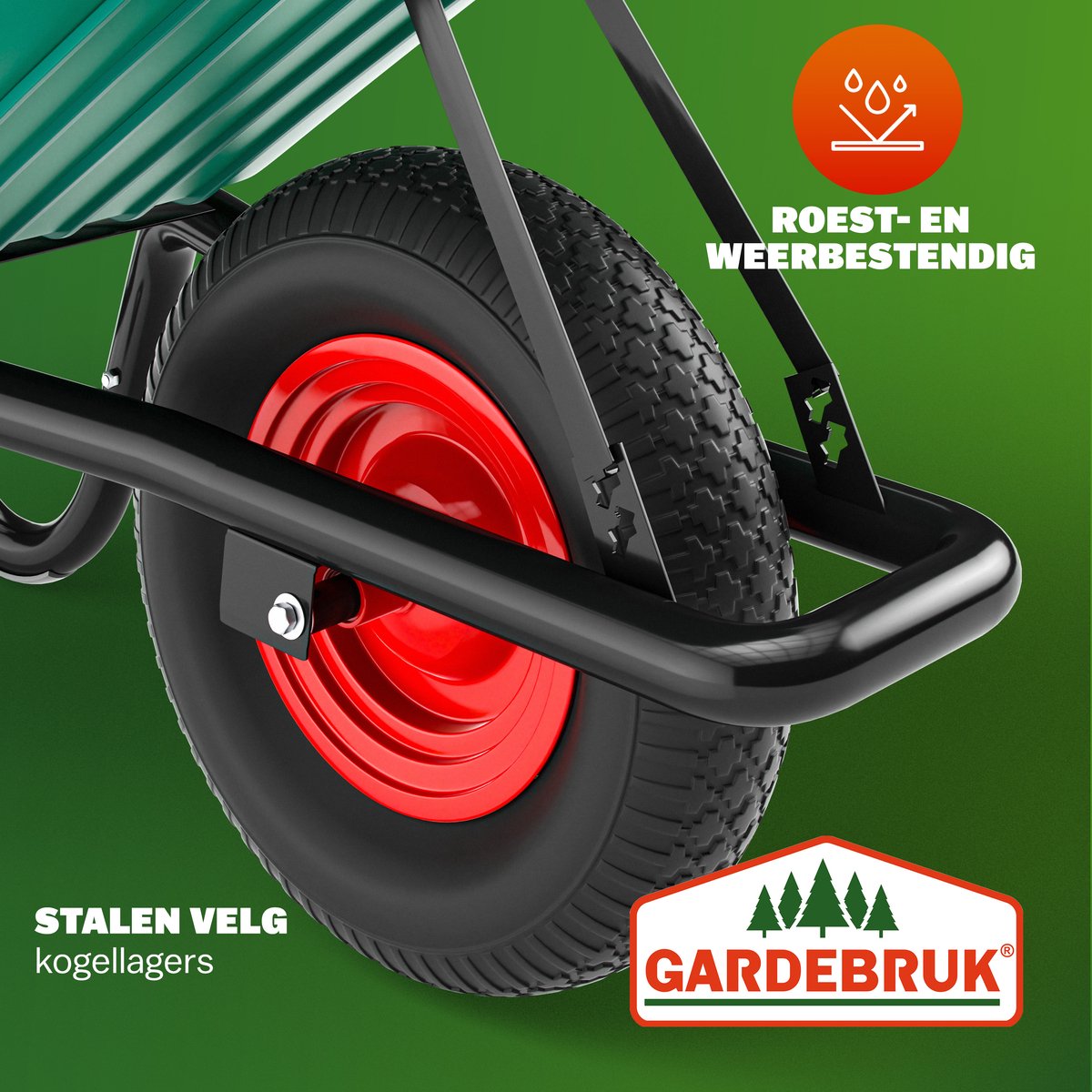 Hummer kruiwagen Tuin 100 liter, Groen - Kruiwagen kopen bij