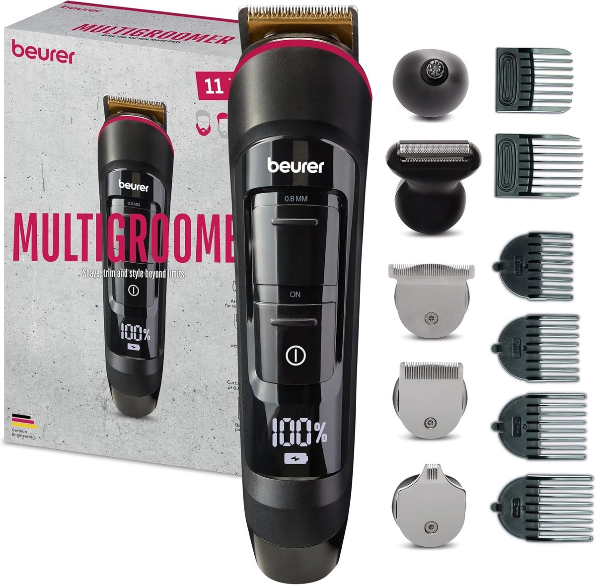 Multigroomer voor het hele lichaam met 11 opzetstukken, waterdicht en oplaadbaar