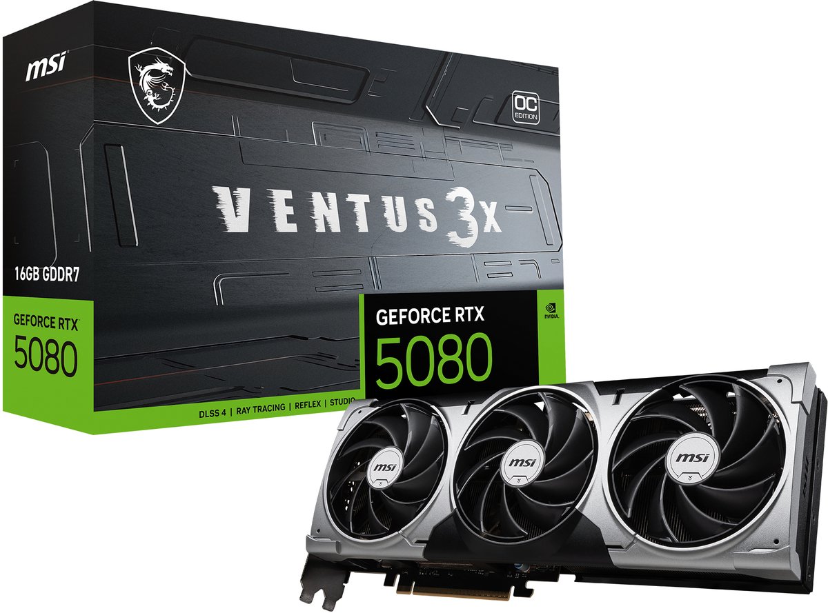 MSI VENTUS GeForce RTX5080 16G 3X OC NVIDIA GeForce RTX 5080 16 GB GDDR7