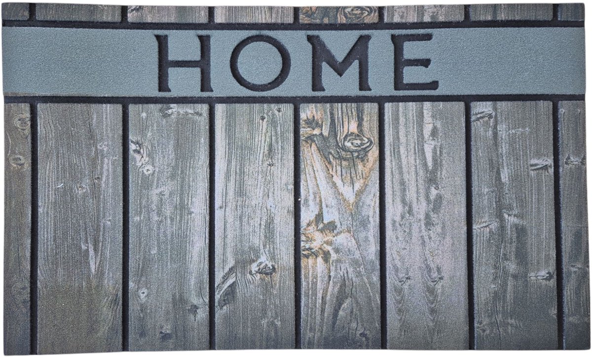 Luance Deurmat - met print - rubber - houtlook - groen - 45 x 75 cm - schoonloopmat