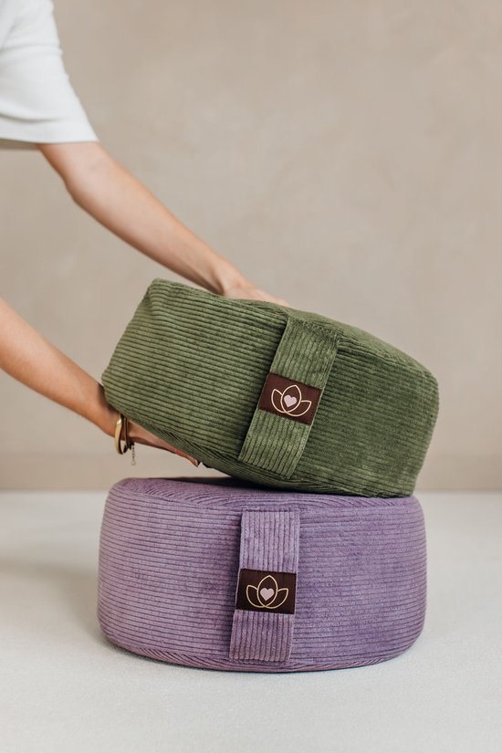 Meditatiekussen eco rib olijfgroen rond - Lotus - Yoga kussen van Merkloos — afbeelding 3