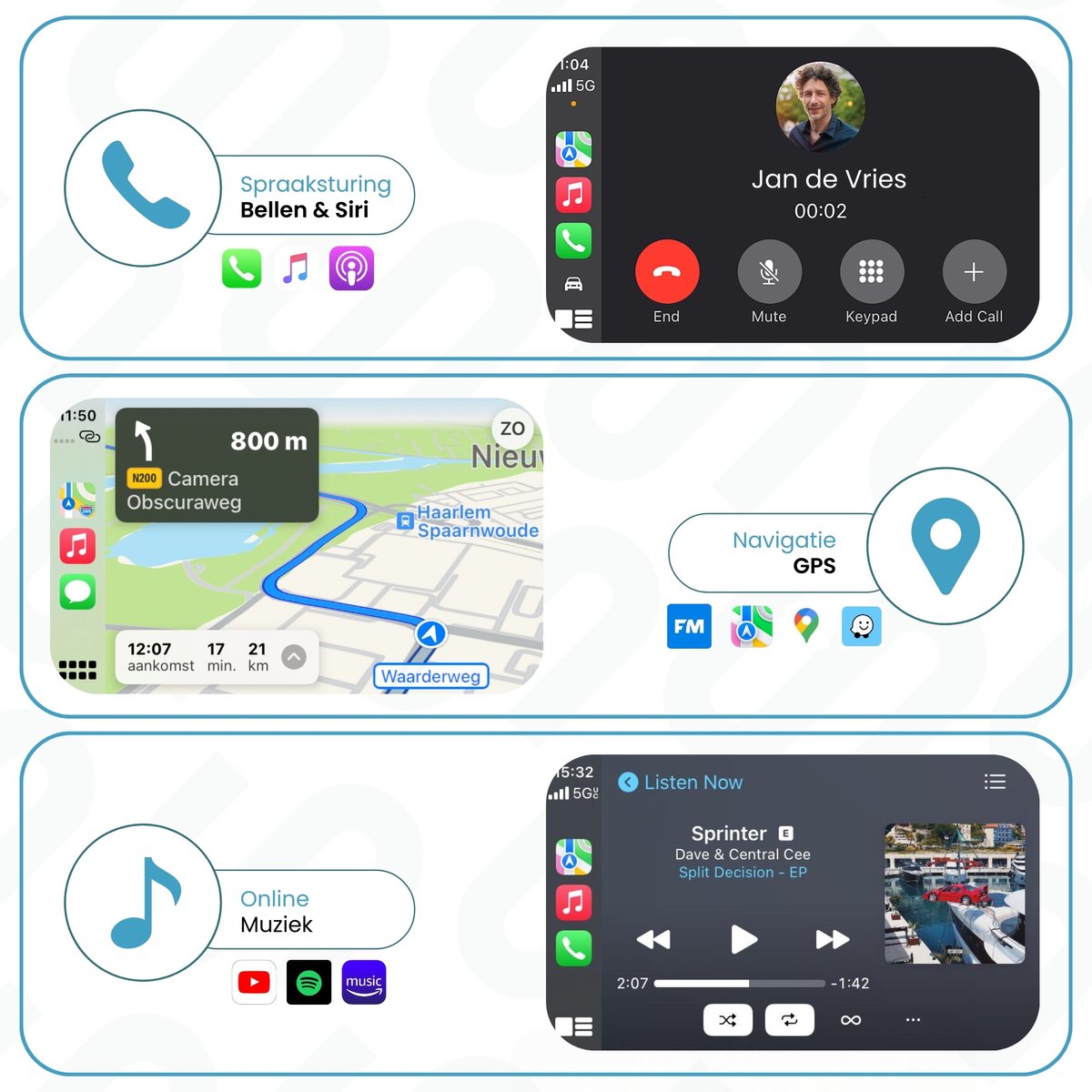 Wireless CarPlay & Android Auto Adapter 2-in-1 USB-C Bluetooth Dongle voor iPhone & Android, Plug & Play, Draadloos - Afbeelding 4
