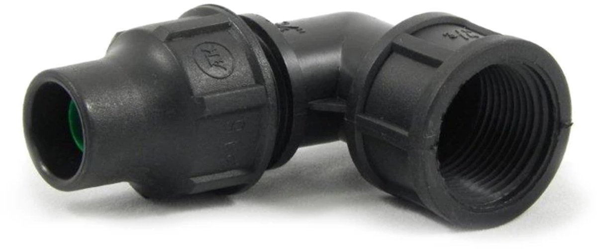 Draad knie 90° voor druppelslang PE - 16mm x 3/4”